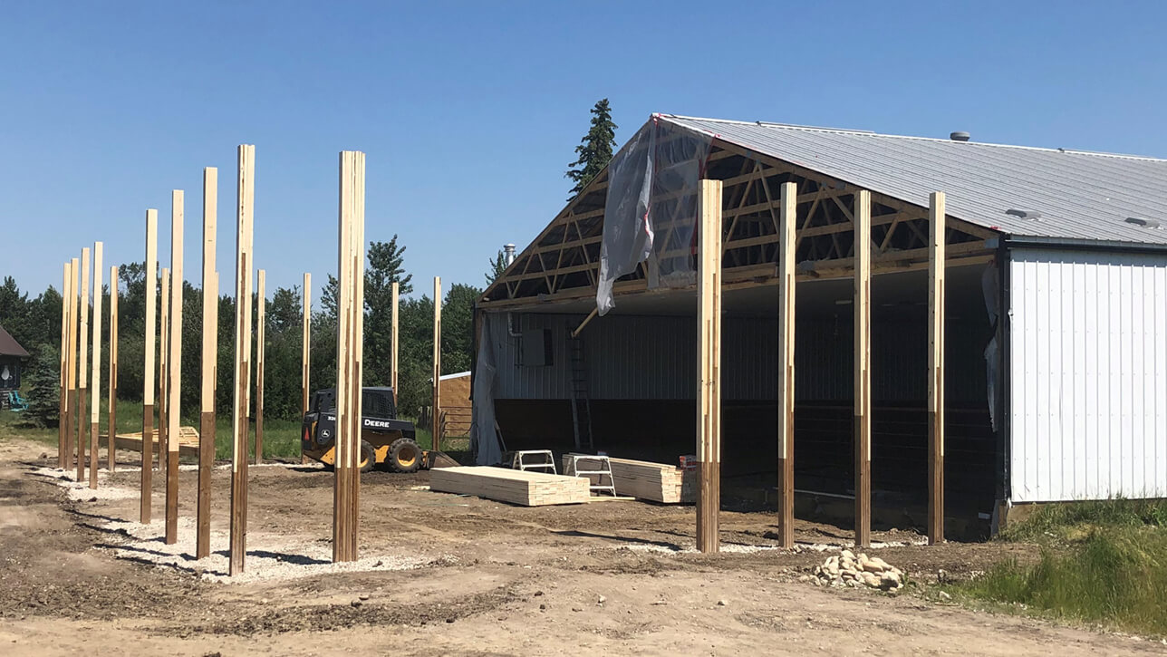 construction of pole frame building expansion